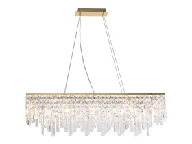 Maddison French Gold Crystal Ceiling Lights Diyas Linear Crystal Fittings